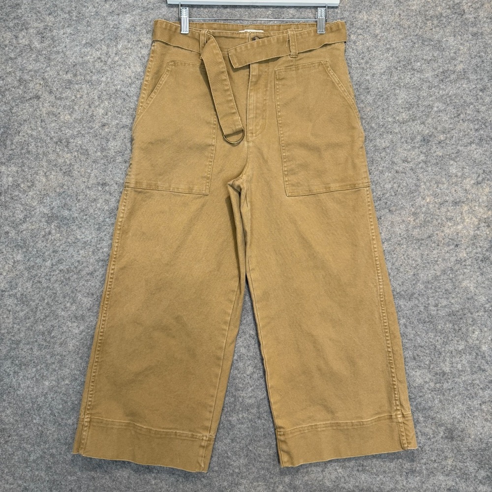 Madewell Wide Leg Canvas Crop Pants Womens 29 Utility Belted Tan Brown High Rise